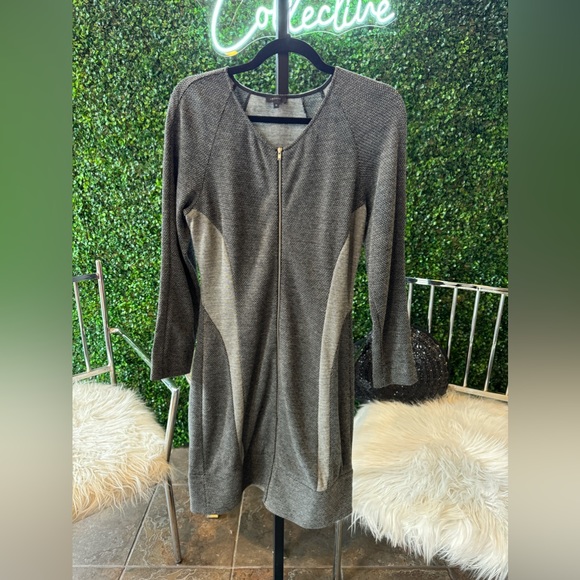 Theory Cheyenne Zipper Front Color Block Dress - Picture 1 of 9